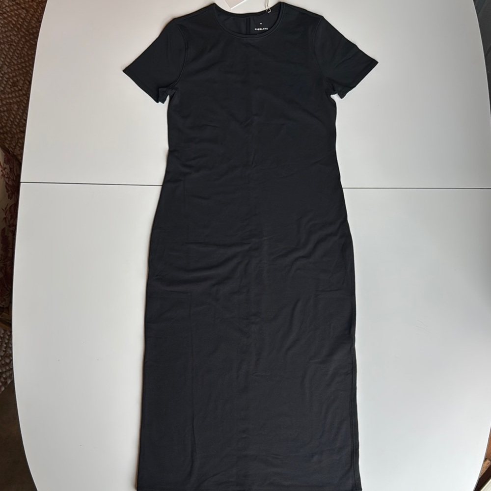 Everlane Form dress Black Sheath Midi Dress Crew Neck Short Sleeve xs - Picture 4 of 11